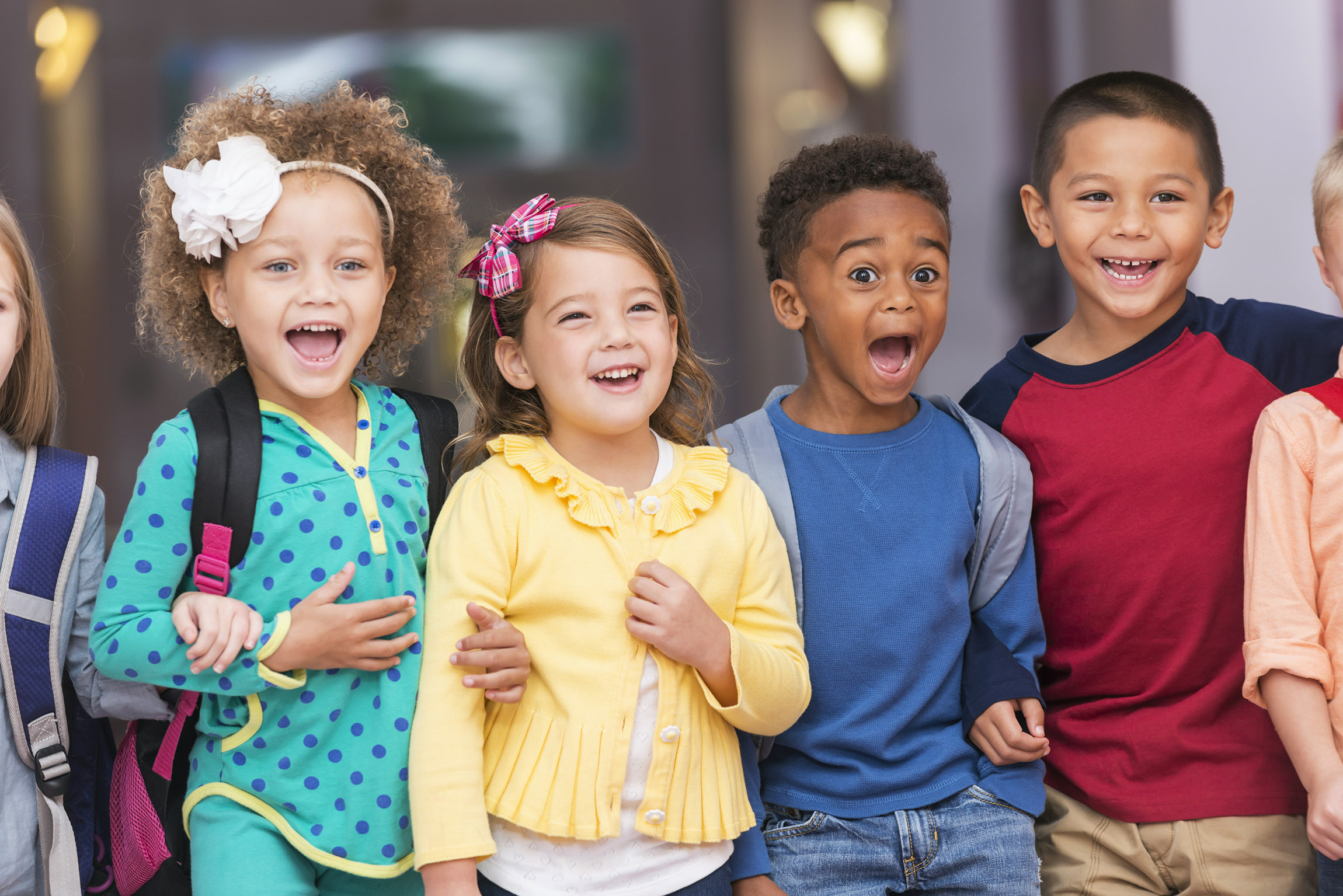 Happy, smiling group of children