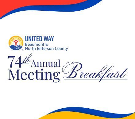 United Way Logo and text for 74th Annual Meeting Breakfast