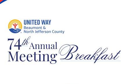United Way Logo and text for 74th Annual Meeting Breakfast